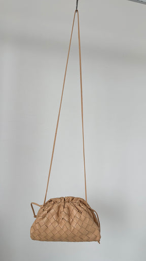 Bottega Veneta Mini Woven Clutch Almond
