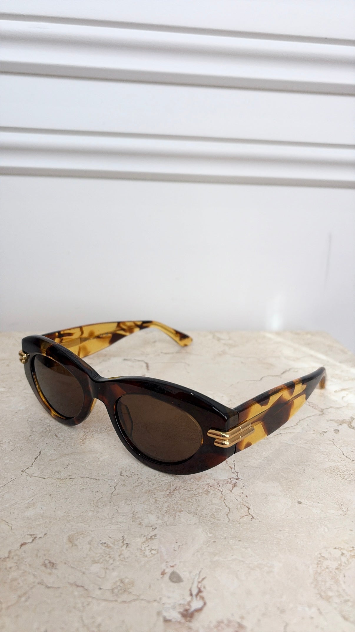 Bottega Veneta Tortoisesehell Oval Sunglasses