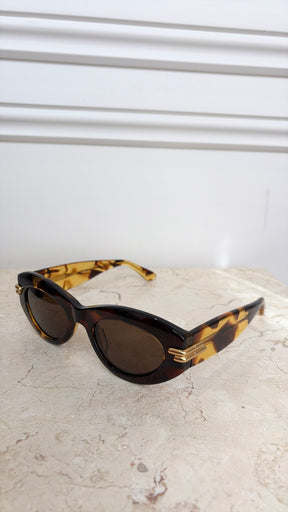 Bottega Veneta Tortoisesehell Oval Sunglasses