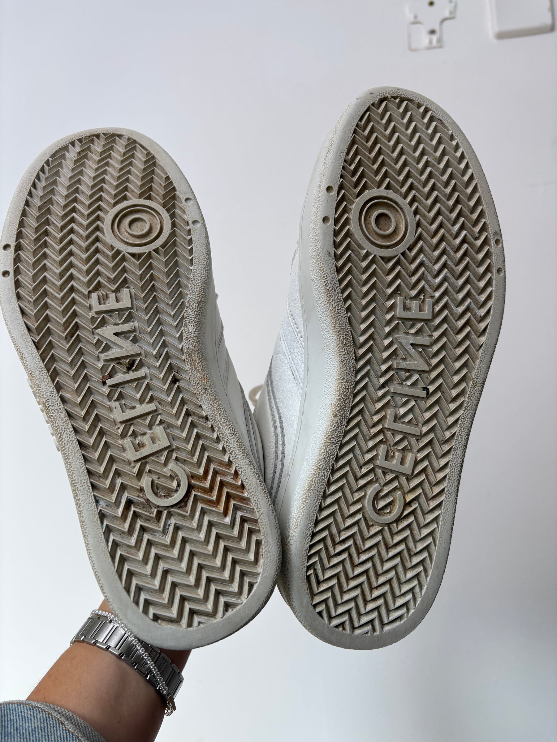 Celine White Low Lace Up Sneakers, 39