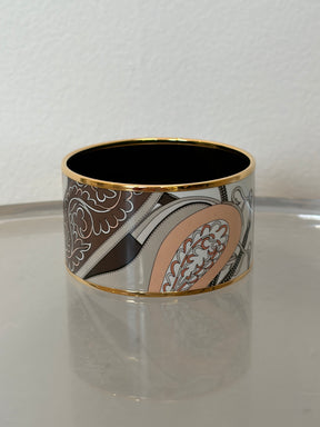 Hermès Floral and Paisley Enamel Wide Bracelet with Rose Gold, XS