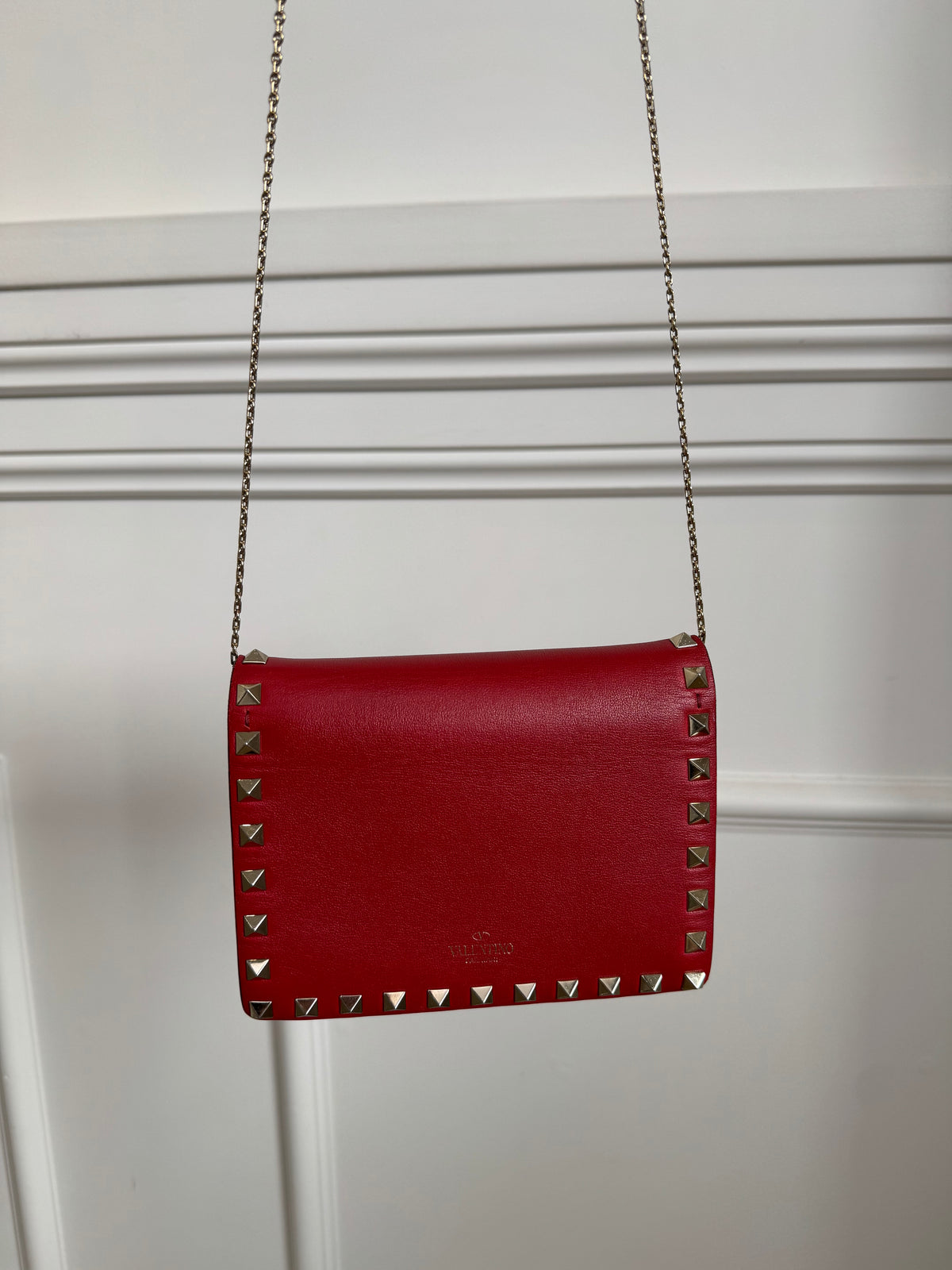 Valentino Red Leather Rockstud Mini Crossbody Bag
