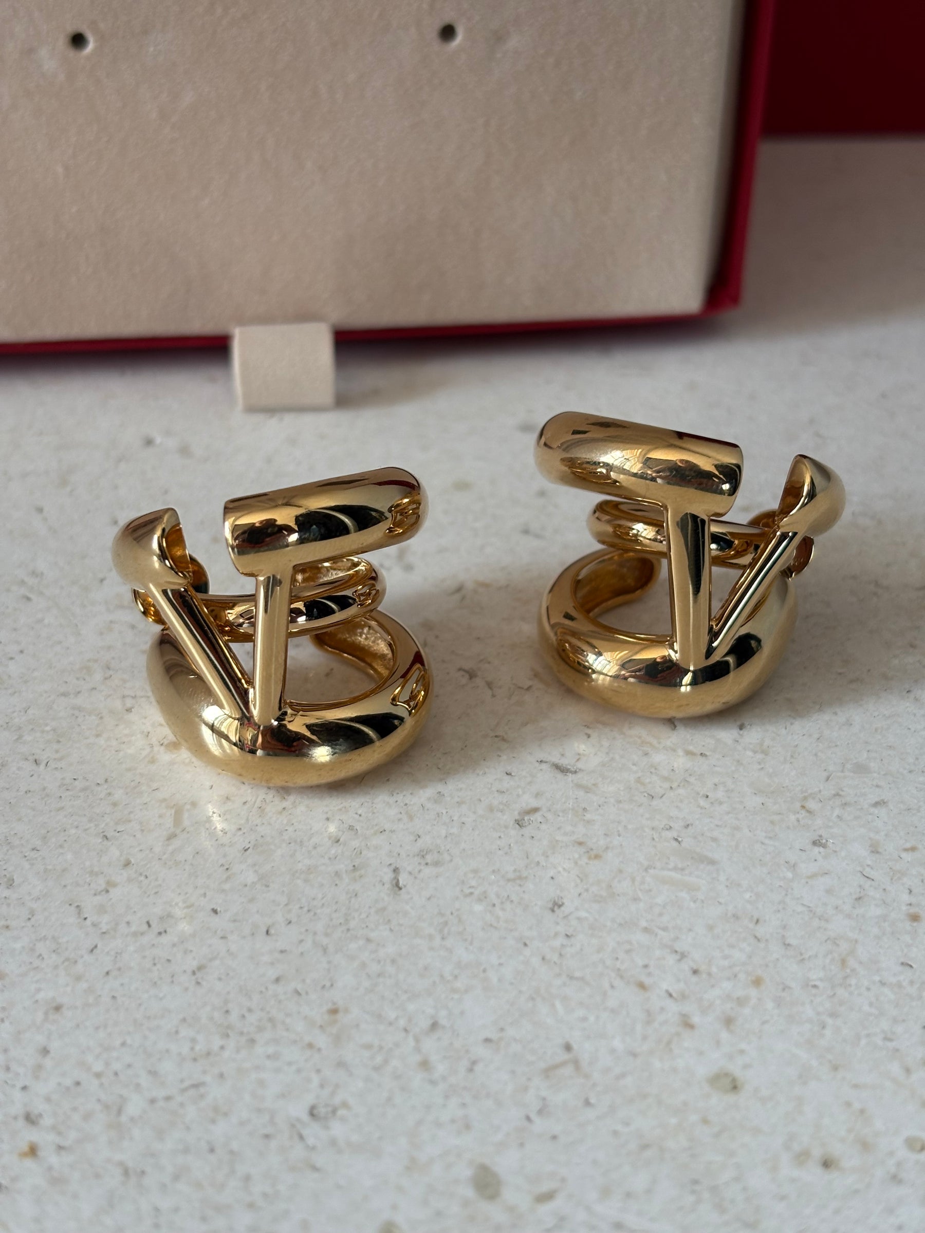 Valentino Garavani Gold Tone Chunky Logo Hoop