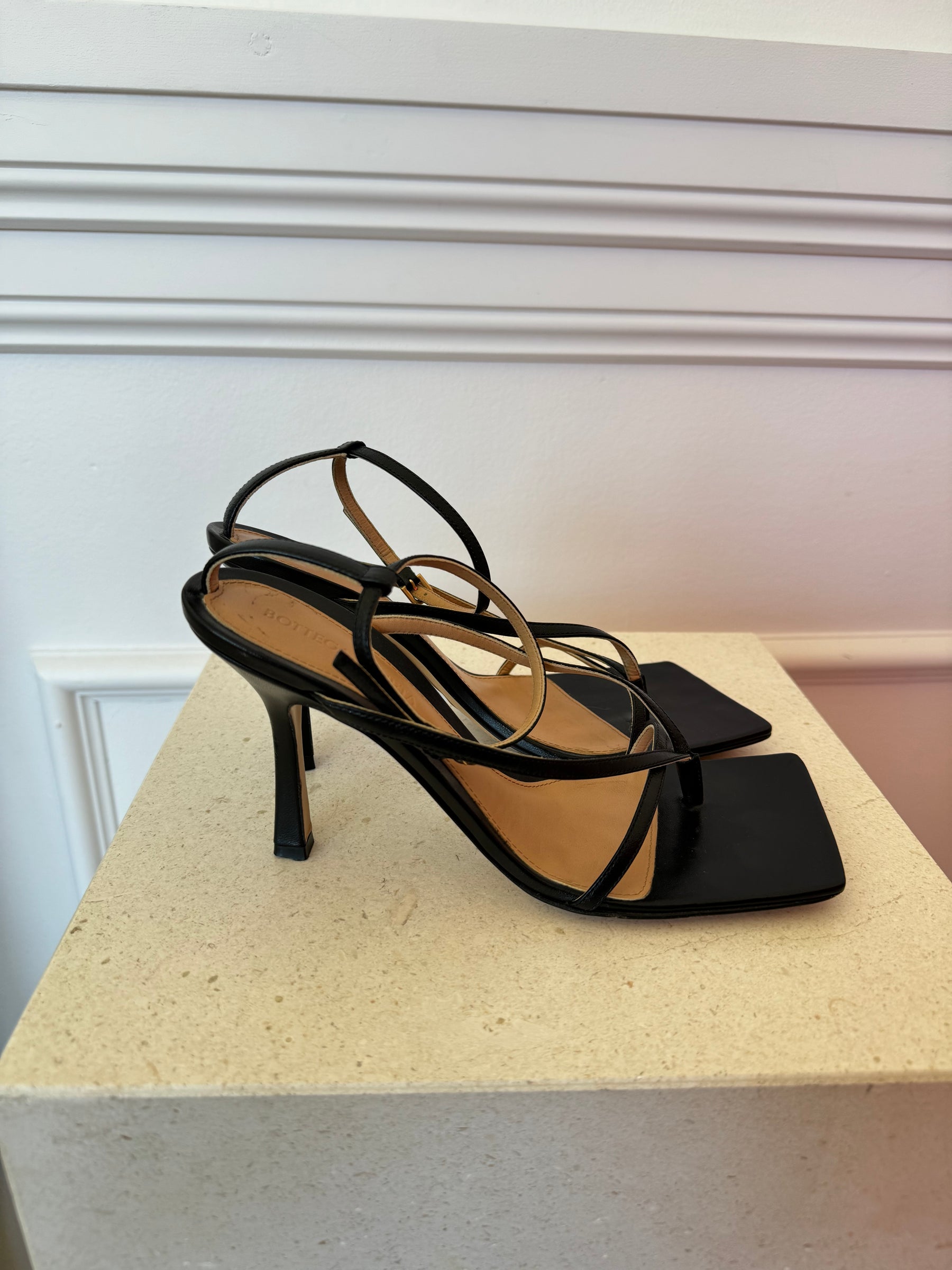 Bottega Veneta Black Stretch Strap Sandal, 38.5