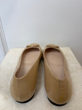 Prada Beige Patent Leather Ballet Flats, 40
