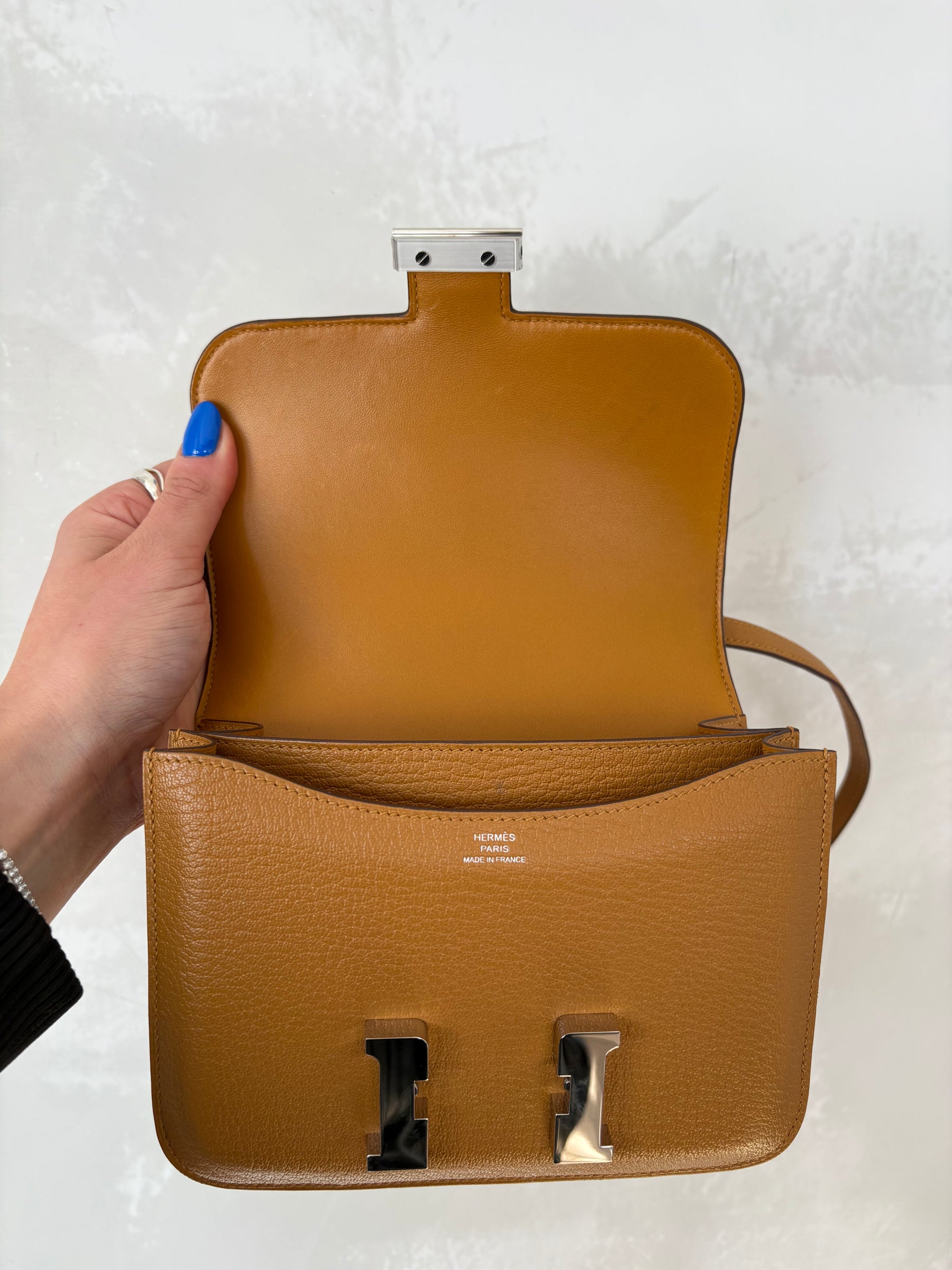 Hermès Constance III Mini in Caramel Chevre Leather with Paladium Hardware