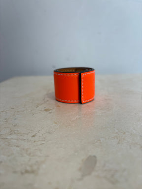 Loewe Anagram Snap Leather Bracelet Fluro Orange, OS