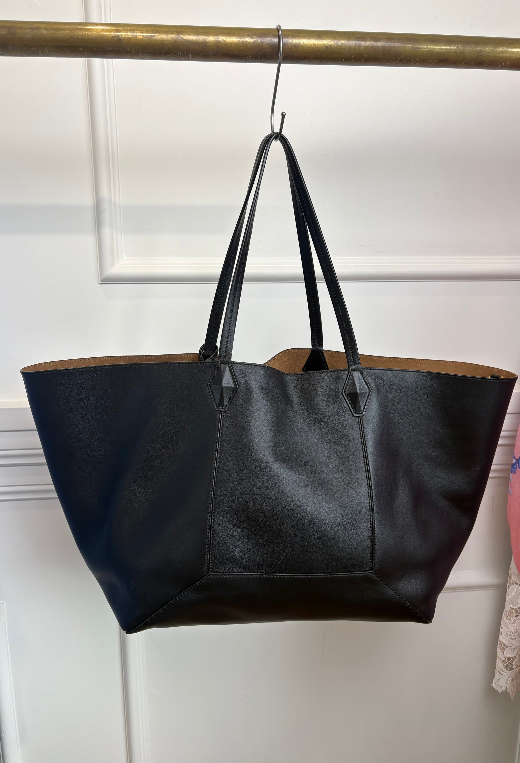 Jimmy Choo Black Leather Oversized Diamond Tote