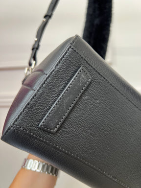 Givenchy Black Leather Mini Antigona with Faux Fur Logo Strap