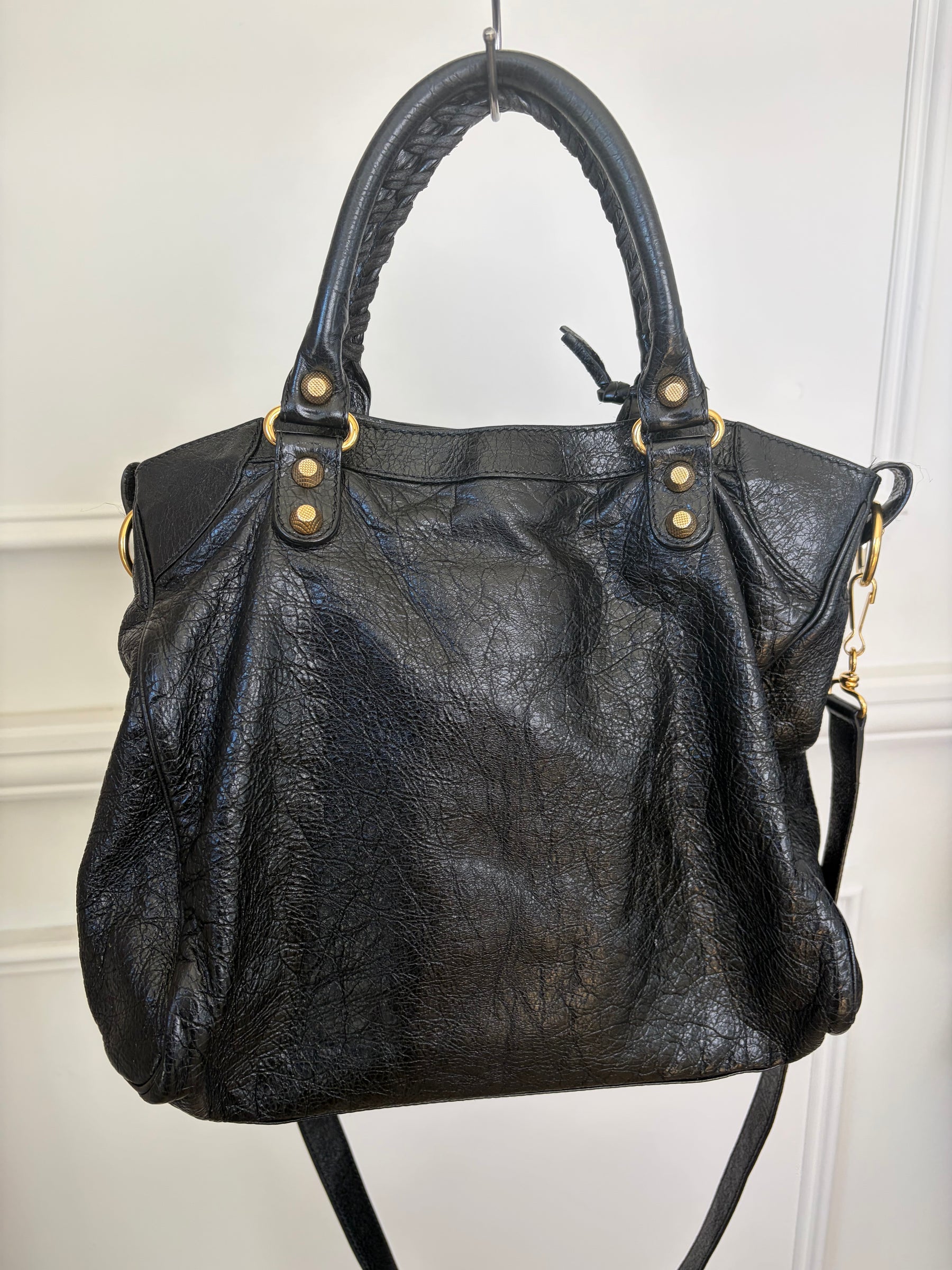 Balenciaga Velo Bag Black With Gold Tone HW