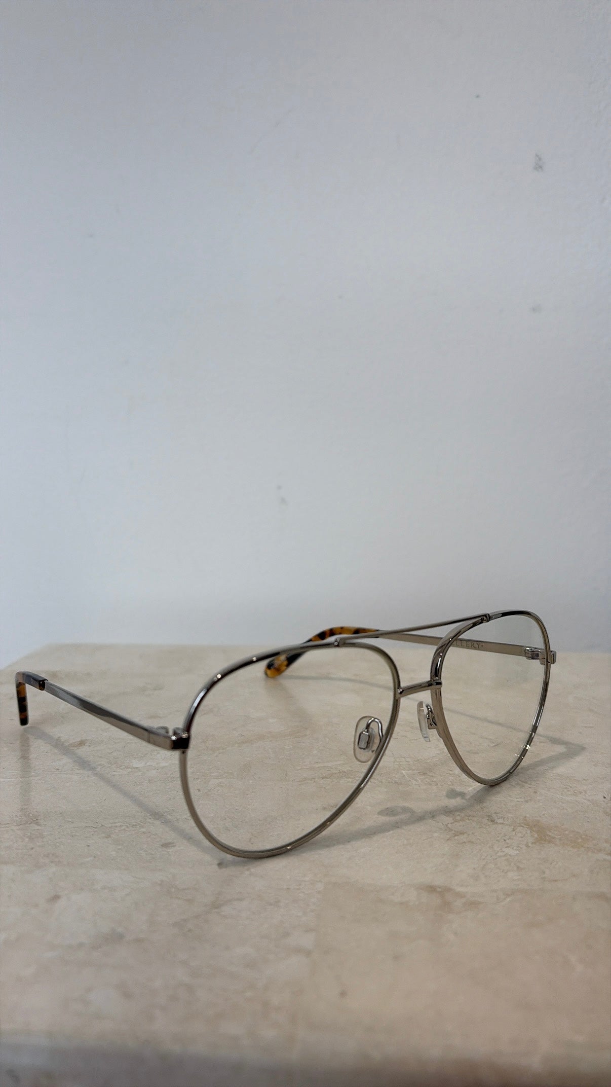 Ellery Silver Aviator Clear Lens Glasses