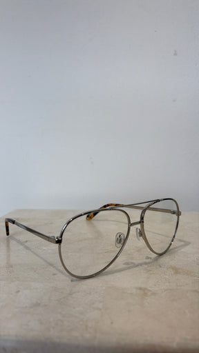 Ellery Silver Aviator Clear Lens Glasses