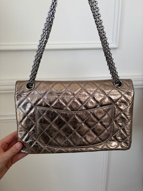 Chanel Pewter Crinkle Leather Reissue 2.55 Flap