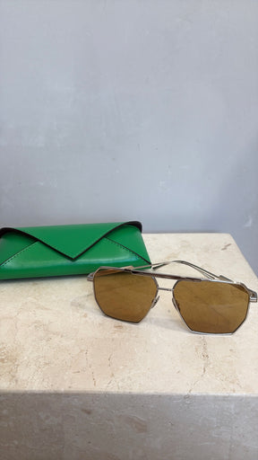 Bottega Veneta Silver Aviator Sunglasses