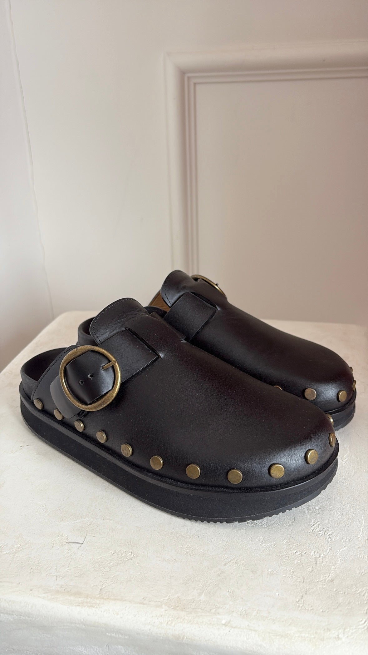 Isabel Marant Buckle Studded Clogs Black, 37