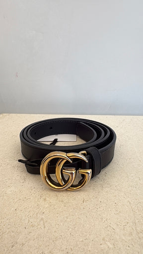 Gucci Black Leather Thin Marmont Belt, 80