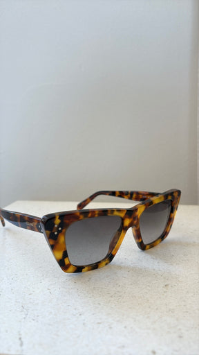 Celine Tortoiseshell Rectangular Cat Eye Sunglasses