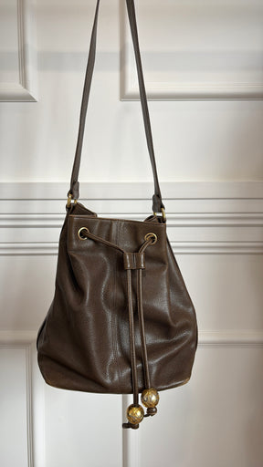 Chanel Chocolate Brown Grained Leather Bucket Bag