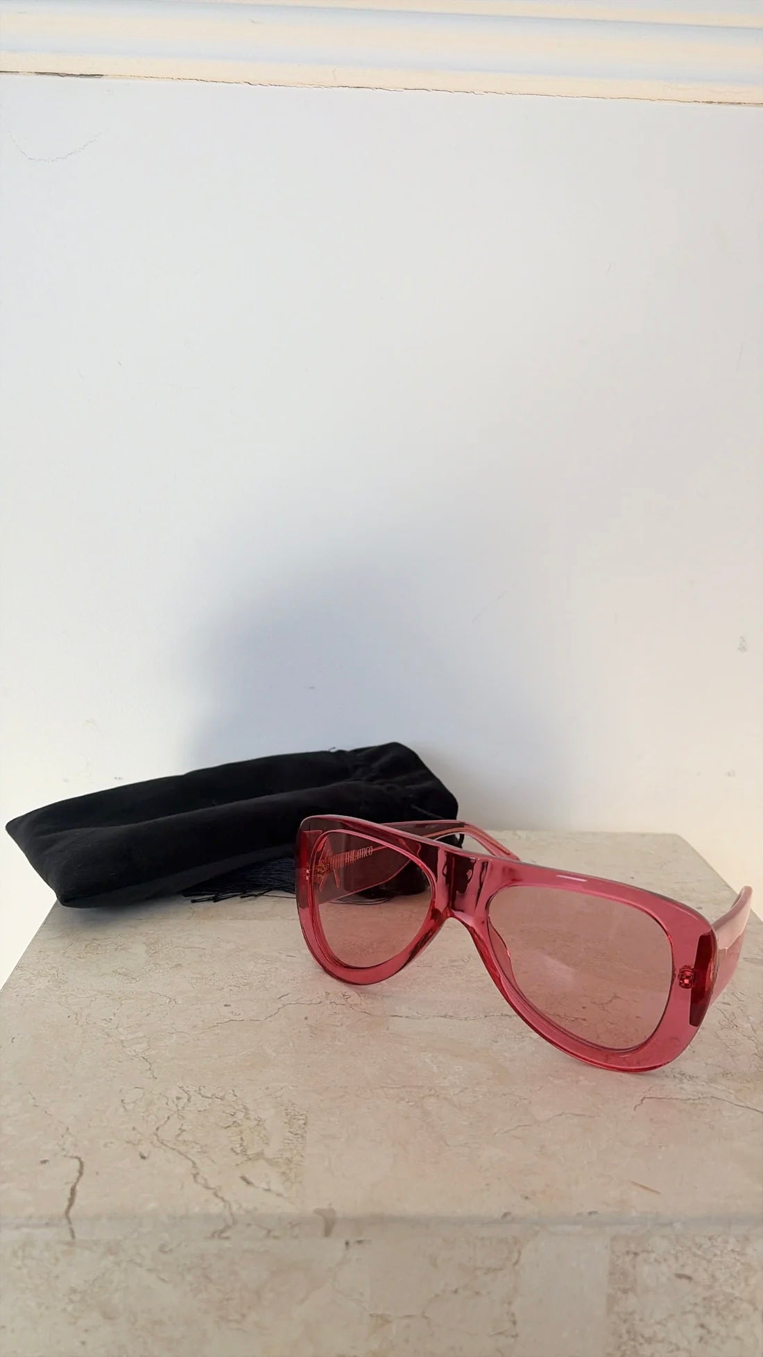 THE ATTICO Pink Oversized Flat Top Sunglasses