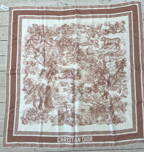 Dior Pink and White Toile De Juoy Silk Scarf