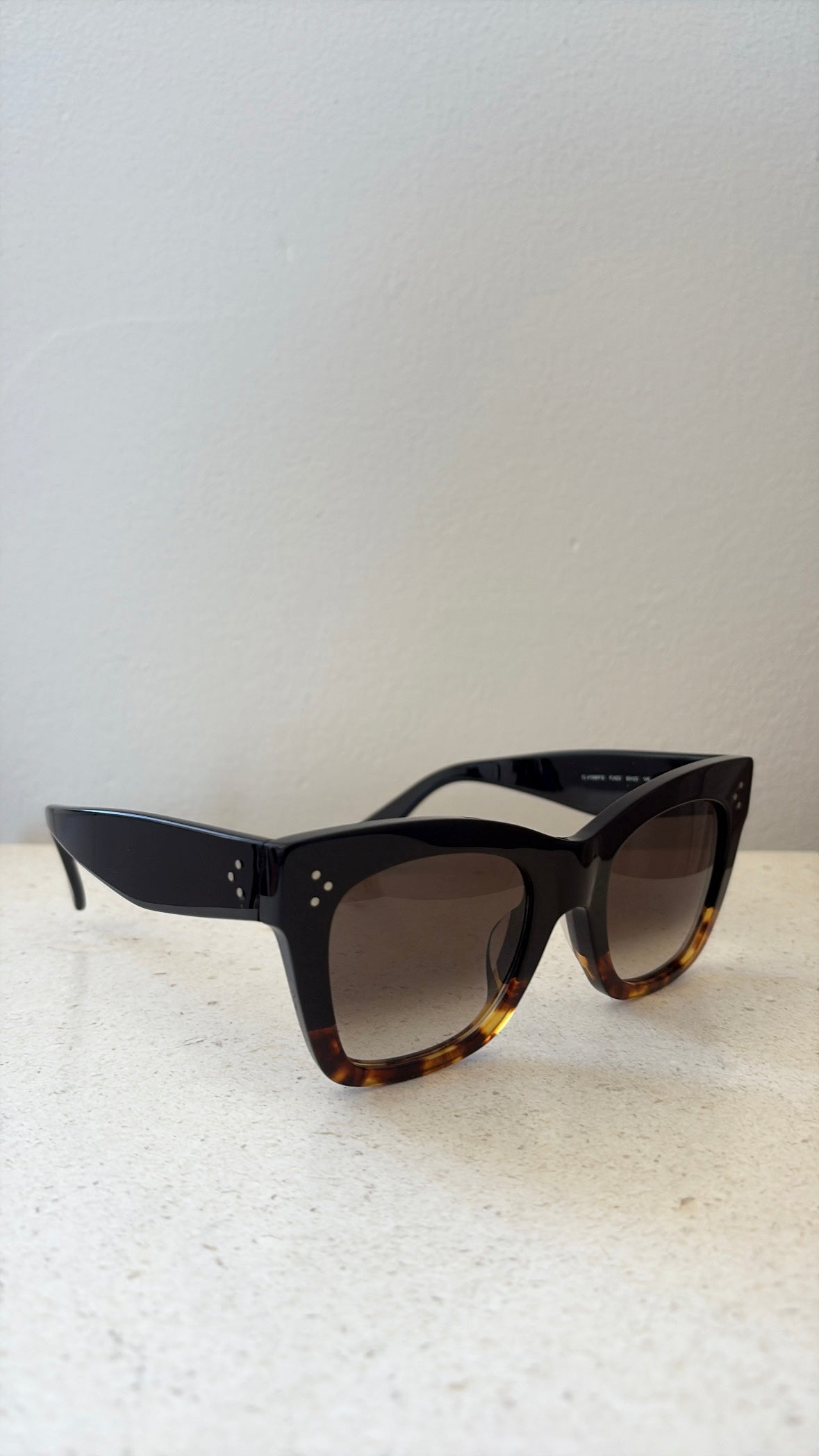 Céline Black and Tortoiseshell Oversized Sunglasses