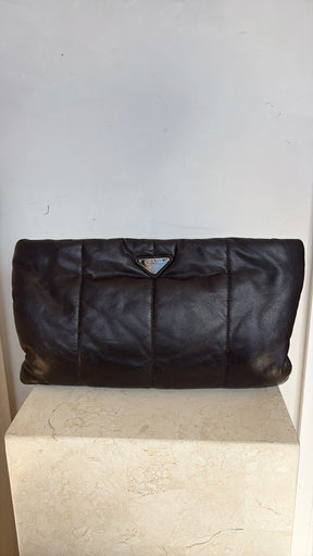 Prada Black Puffer Leather Pouch