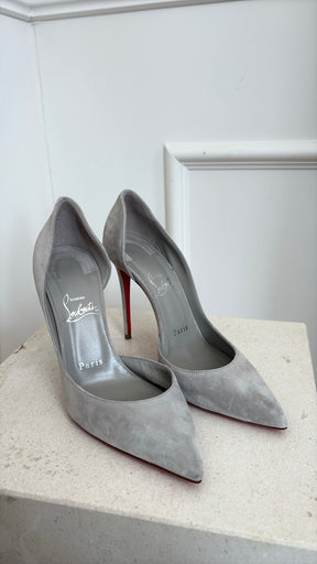 Christian Louboutin Iriza Grey Suede Pumps 10cm, 37.5