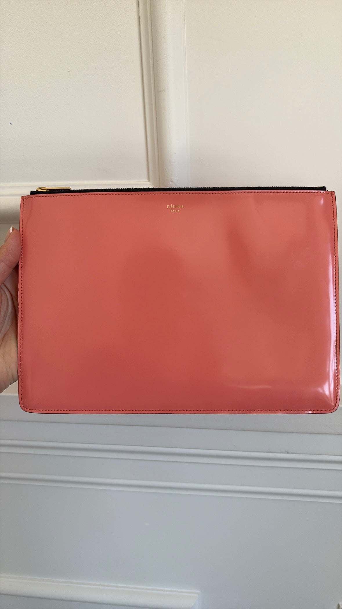 Celine Salmon Pink Patent Clutch