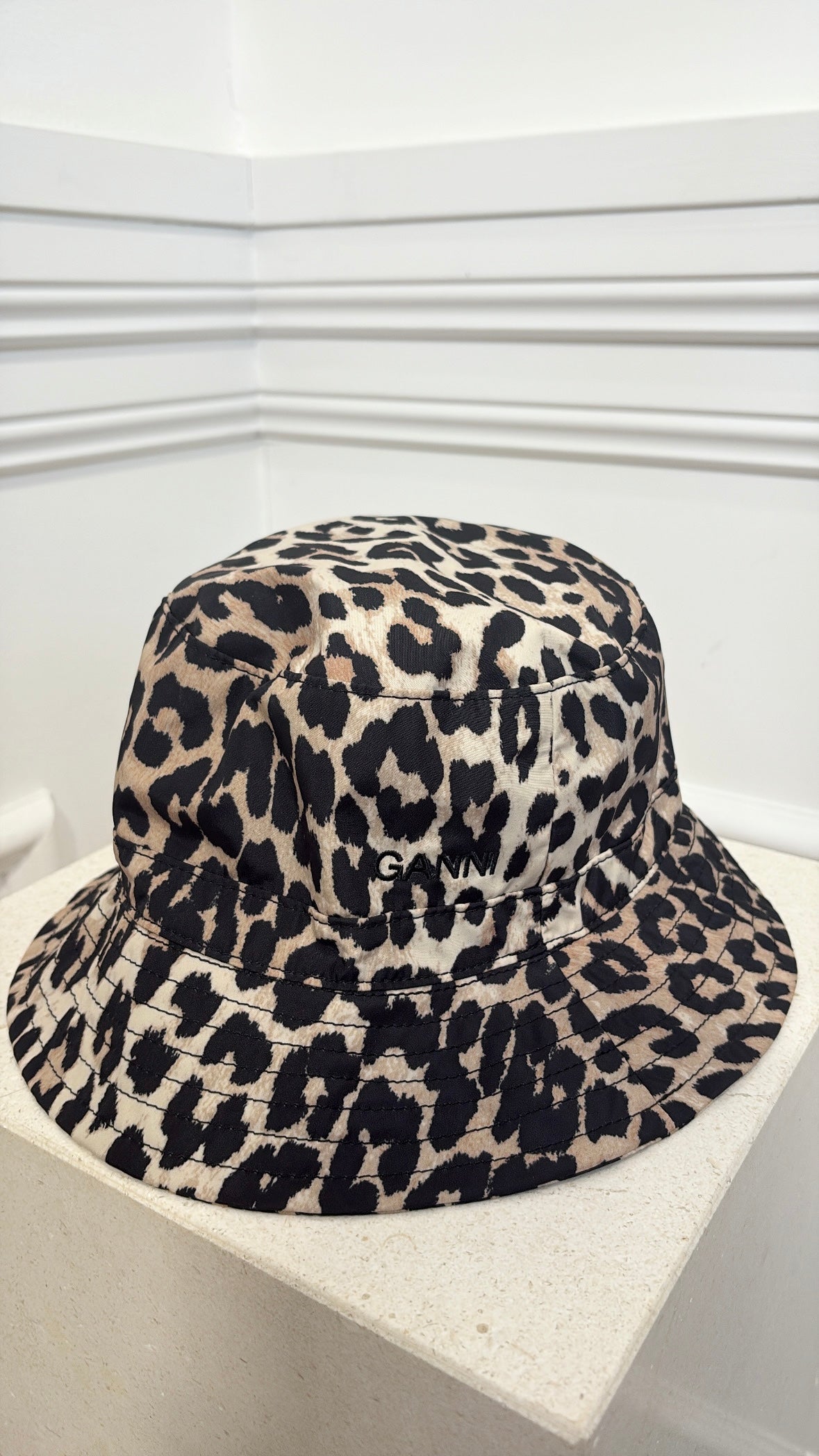 Ganni Animal Print Bucket Hat, M/L