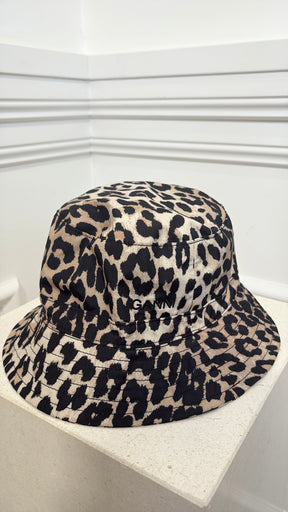 Ganni Animal Print Bucket Hat, M/L