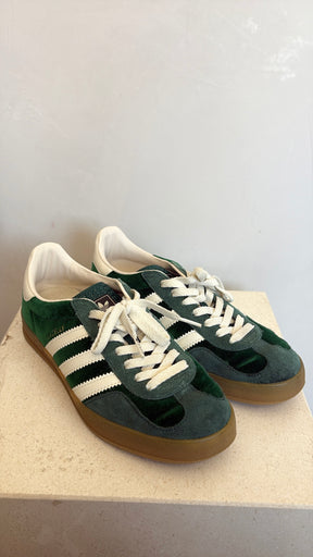 Gucci x Adidas Green Velvet and Suede Samba Sneakers, 7.5 US