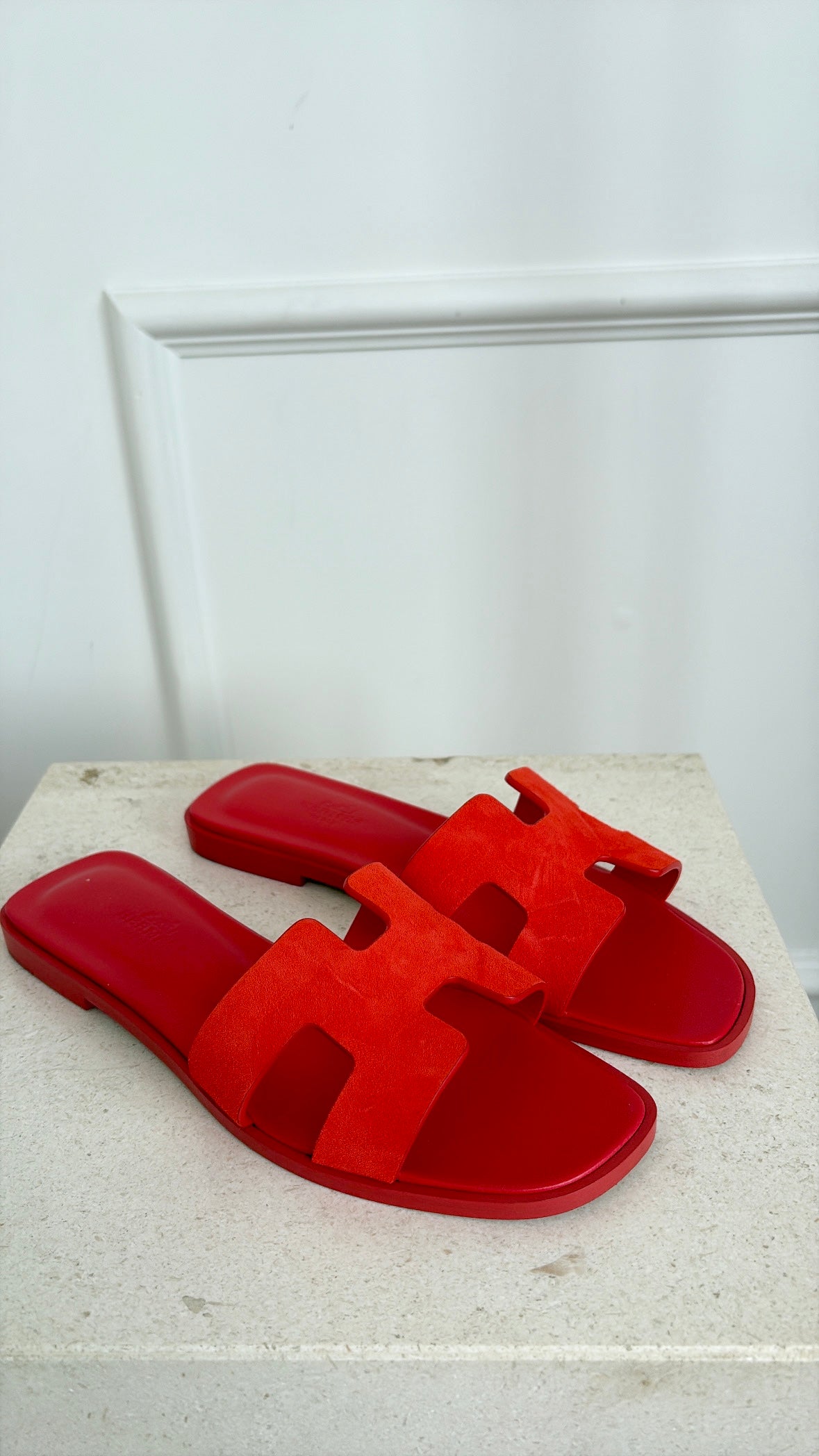 Hermès Blood Orange Suede Orans, 36.5
