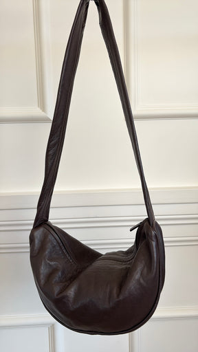St Agni Brown Leather Crescent Bag