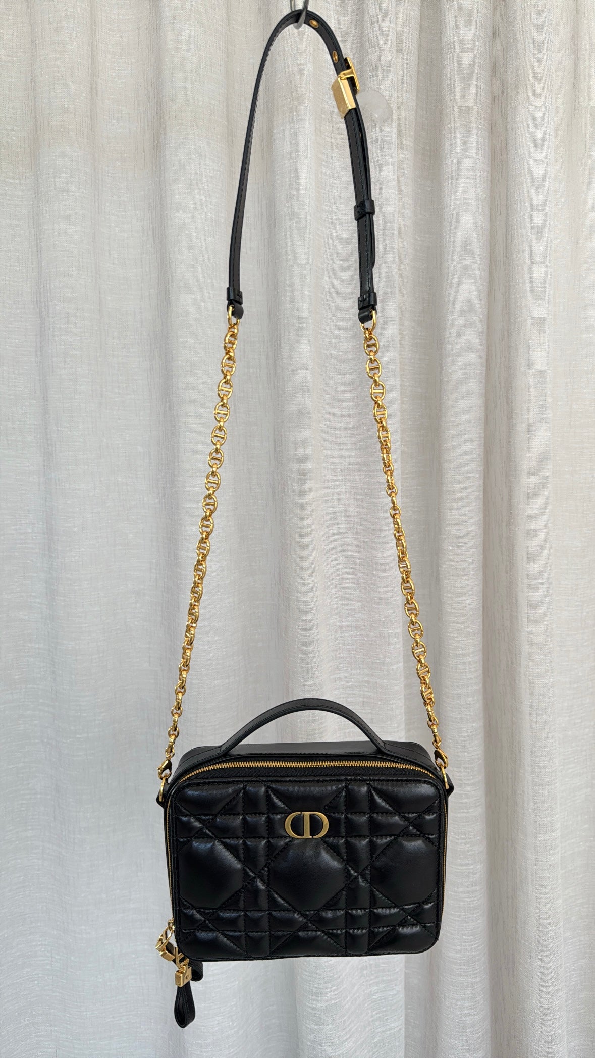 Dior Caro Black Box Bag With Top Handle