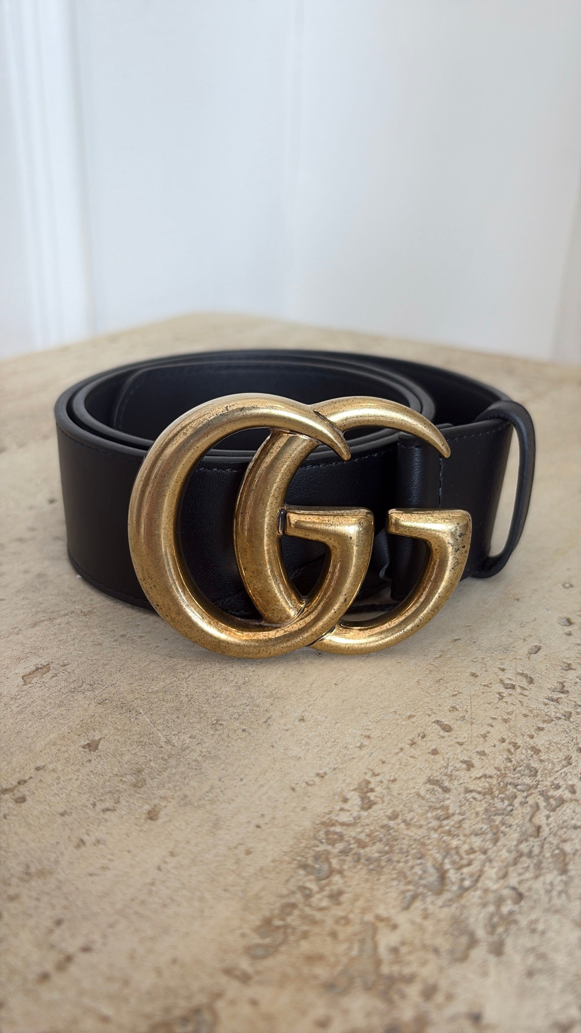 Gucci Black Leather Marmont Belt, 70