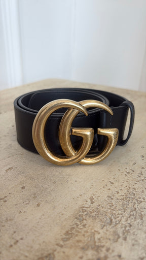Gucci Black Leather Marmont Belt, 70