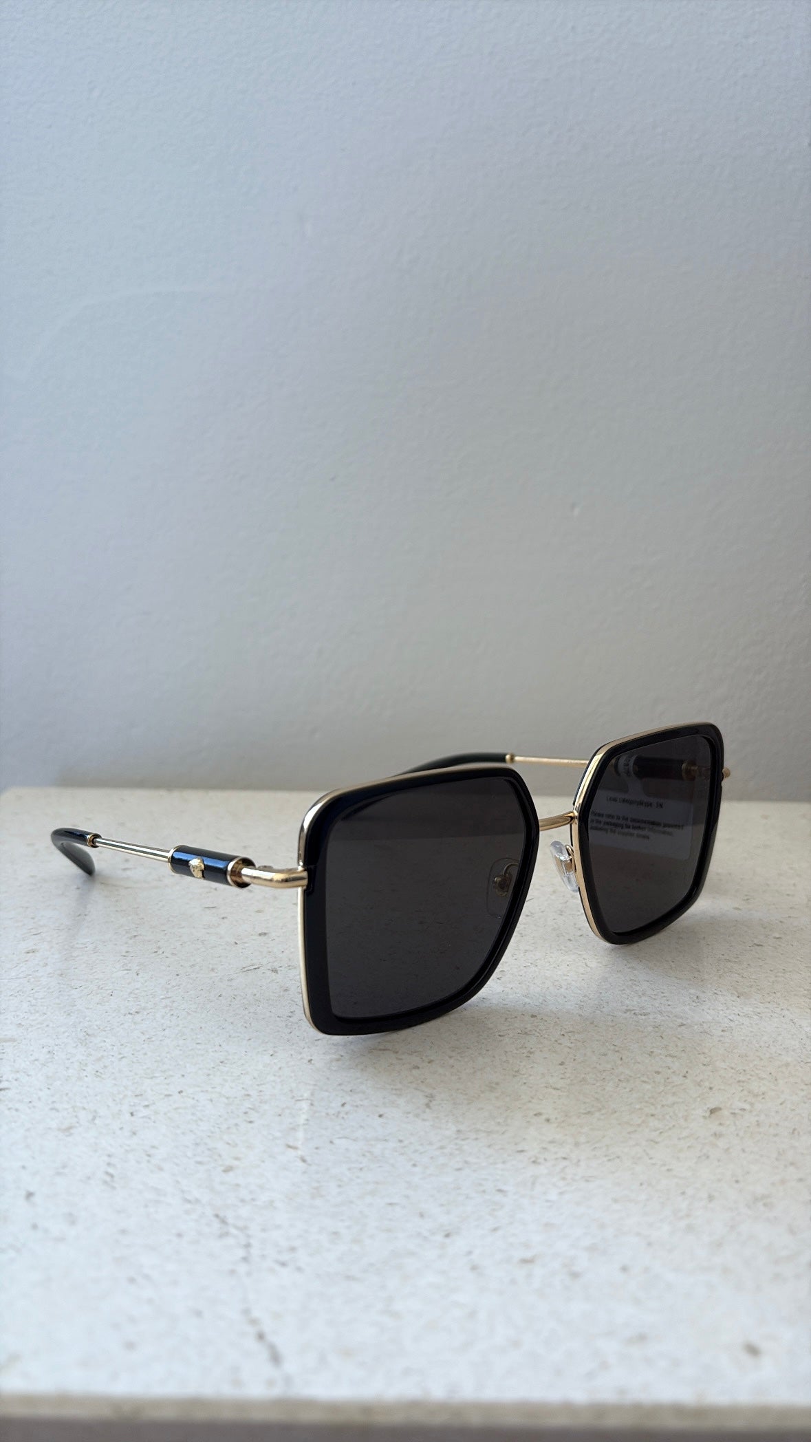 Versace Black Square Medusa Arm Sunglasses