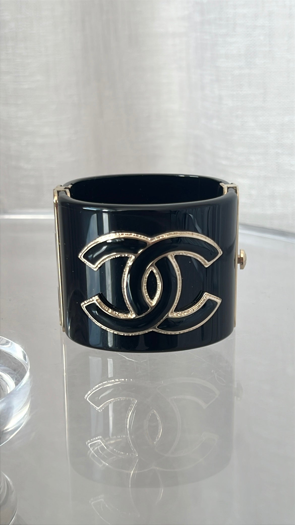 Chanel Acrylic Logo Cuff In black