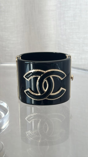 Chanel Acrylic Logo Cuff In black