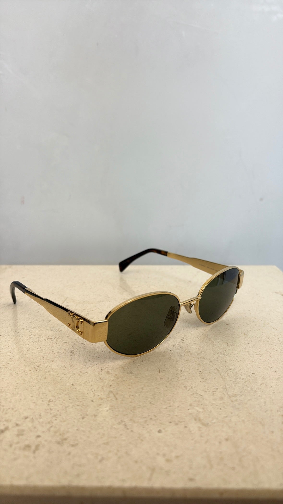 Celine Gold Oval Triomphe Sunglasses