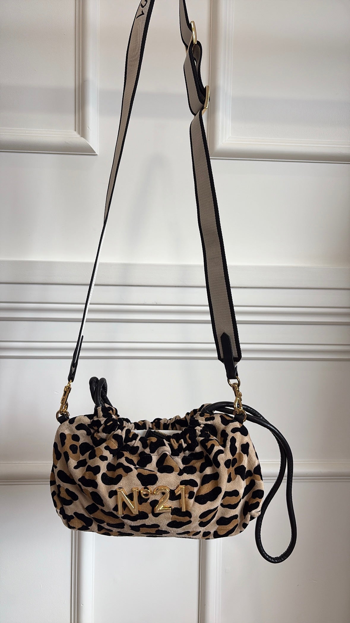 N 21 Leopard Logo Drawstring Pouch Bag