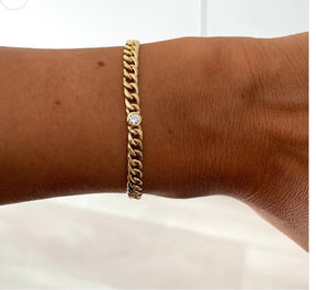 Goldie Paris Yellow Curb Chain with Single Diamond Bracelet