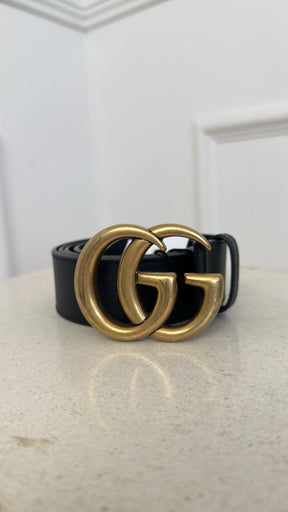 Gucci Men's Black Leather Marmont Belt, 100