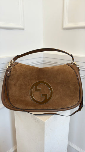 Gucci Tan Suede and Leather Maxi Blondie Bag