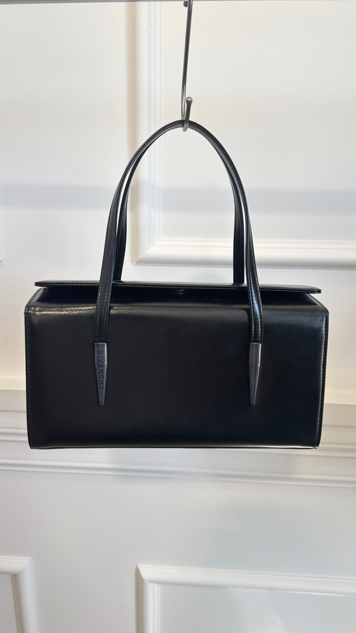 Givenchy Black Leather Top Handle Structured Bag