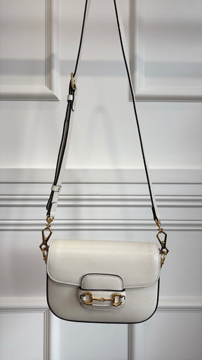 Gucci White Horsebit 1955 Medium Shoulder Bag