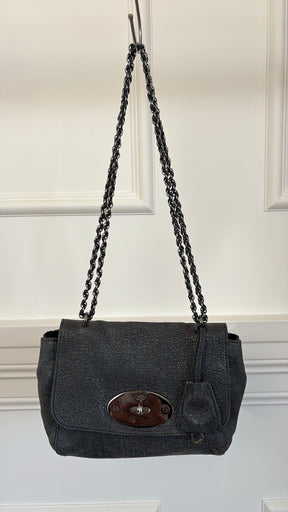 Mulberry Charcoal Sparkle Coated Leather Small Lily Crossybody Bag