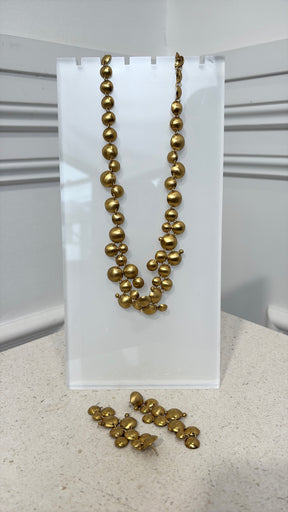 Katerina Makriyianni Gold Tone  DIsk Necklace and Earring Set