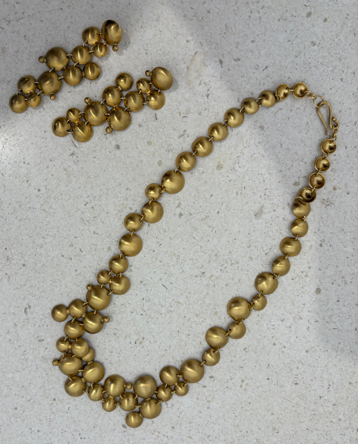 Katerina Makriyianni Gold Tone  DIsk Necklace and Earring Set