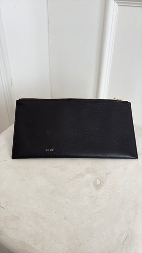 Yu Mei Black Leather Long Zipped Pouch